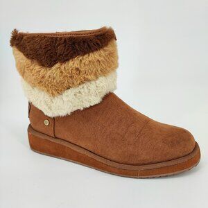 London Fog Mely-C Women’s Size 8 M US Suede Brown Faux Fur Boot